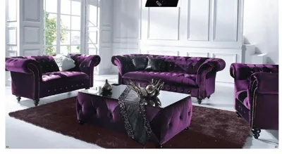 Produktbild von Designer Sofagarnitur 3+2+1 Textil Sofa Couch Chesterfield Polster Garnitur