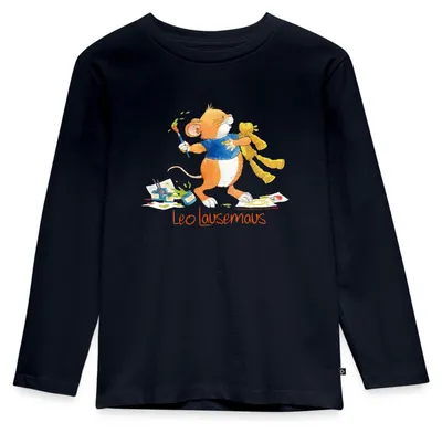Produktbild von Spreadshirt Leo Lausemaus Malen mit Teddy Kinder Premium Langarmshirt, 134/140 (8 Jahre), Navy