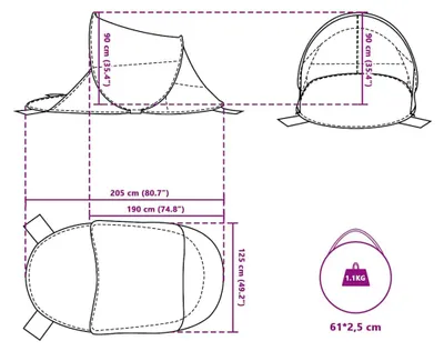 Produktbild von vidaXL Strandzelt Grau Pop-Up Wasserdicht
