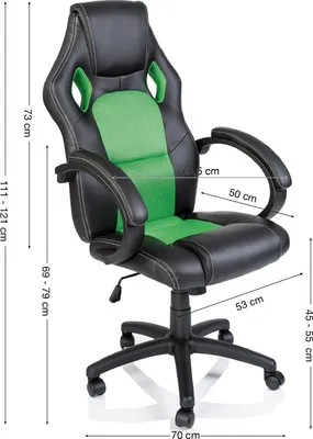 Image de TRESKO Racing Fauteuil de direction Chaise de bureau Chaise pivotante Siège de sport Fauteuil de bureau noir/vert