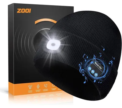 Zdjęcie produktu dla Czapka ZOOI Bluetooth ze światłem LED dla mężczyzn, prezent dla niego