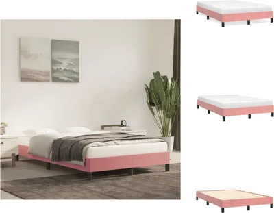 Zdjęcie produktu dla vidaXL Rama łóżka różowa 120x200 cm aksamitna - Łóżka i ramy łóżek