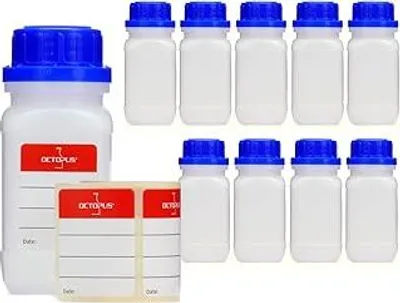 5 X 1000 Ml Weithalsflaschen Aus HDPE Mit Schraubdeckel – Labor, Küche, Hobby – Stabil, Dicht & Made In Germany
