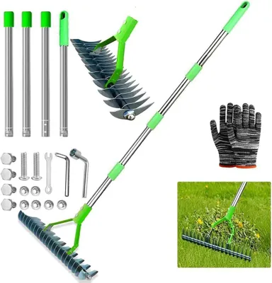Produktbild von Bodenbelüfter 170 cm, doppelseitige Kohlenstoffstahlzähne, Gummigriff, für Garten