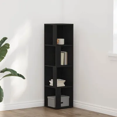 Produktbild von 2025 cloris Vitrinenschrank Eckregale Schwarz Eichen-Optik 33 x 33 x 132 cm Holzwerkstoff - Kommoden Sale1363342 1parcel