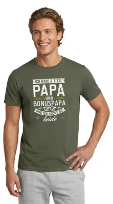 Produktbild von Spreadshirt 2 Titel Papa Und Bonus Papa Geschenk Männer T-Shirt, XL, Militärgrün