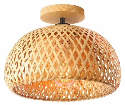 Bambus-Deckenleuchte, Rotan, handgefertigt, Boho, 30 cm