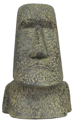 Produktbild von Osterinsel Moai Kopf Stein Steinfigur Gartenfigur Lavastein Figur Statue Steinguss Frostsicher für innen und außen Schwarz 30 cm