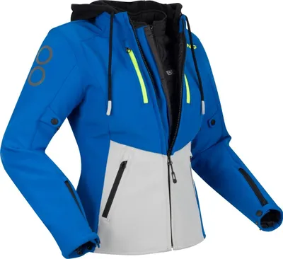 Productafbeelding van Bering Rotor softshell, waterdichte damesmotorfietsjas, blauw/grijs, maat 40