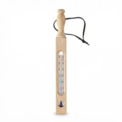 Produktbild von Badethermometer -5 bis +50°C Analog Holz Bade Thermometer Badezwinge für Badewanne Badewasser Wasser Thermometer mit Lederband zum aufhängen 25cm