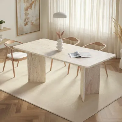 Produktbild von Skye Decor, Linza - Travertine, Esstisch, Travertin, 100% MELAMINBESCHICHTETE SPANNPLATTE, 180 x 90 x 75 cm