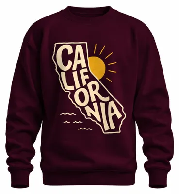 Produktbild von California West Coast Sonne Wellen Beach Retro Vintage USA Sweatshirt Pullover, Burgundy, XL