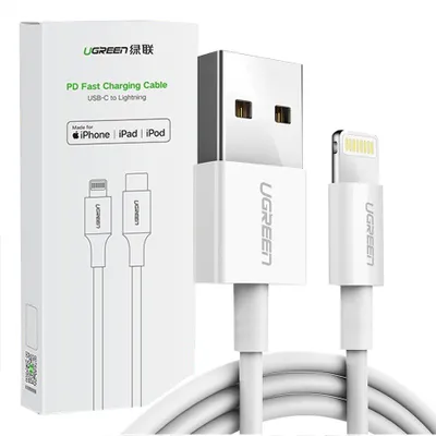 Zdjęcie produktu dla Ugreen Kabel Przewód Usb - Lightning Mfi 2M 2,4A Biały (20730)