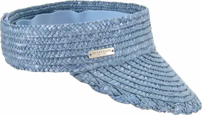Seeberger faltbares Stroh-Visor aus Borte mit Klettverschluss in blau