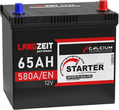 Produktbild von LANGZEIT ASIA Autobatterie 12v 65Ah 580A/EN ASIA Batterie Plus-Pol Rechts ersetzt 60Ah 62Ah 63Ah 64Ah
