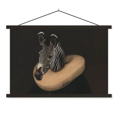 Produktbild von MuchoWow® Textilposter Gemälde - Zebra - Alte Meister 150x100 cm mit schwarzem Rahmen - Schlafzimmer