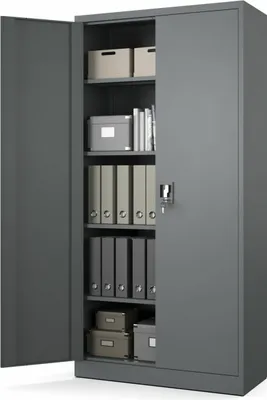 Produktbild von Muralo Metallschrank für Büro AKTENSCHRANK für Dokumente und Ordner – Stahlschrank – Anthrazit – abschließbar 90x40x185cm
