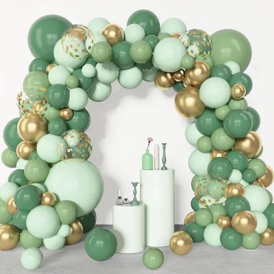 Immagine prodotto di Ghirlande di palloncini verde e oro, 110 pezzi, ideali per compleanni, feste per bambini e matrimoni