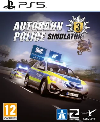 The cover art for the video game Autobahn Police Simulator 3, featuring police cars and a helicopter.