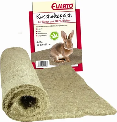 Produktbild von Elmato 10167 Nagerteppich Hanfmatte aus 100% Naturhanf für Nager, 120x60cm Einstreu-Ersatz, Stärke 10mm