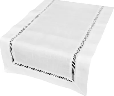 Zdjęcie produktu dla Obrus, biały obrus z koronkową wstawką, elegancki, Nela 85x85