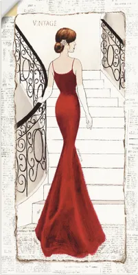 Produktbild von ARTland Wandbild, selbstklebend Die schöne in Rot Größe: 30x60 cm