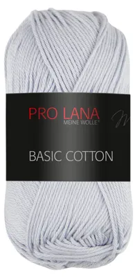 Produktbild von Pro Lana BASIC Baumwolle Baumwollgarn 50 g ideal für Kleidung, Spielzeug, Accessoires 125 m Farbe 091 - hellgrau