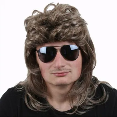 Produktbild von 80er Perücke Vokuhila Herren Proll Haarteil dunkelblond Fasching Karneval Verkleidung