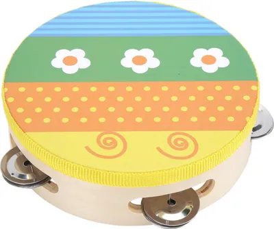 Immagine prodotto di tamburello per bambini da 6 pollici, colore brillante, giocattolo morbido per bambini, bambini piccoli