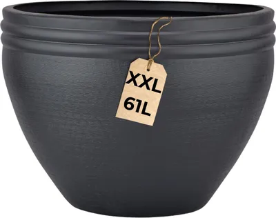 Produktbild von Blumentopf Calvino schwarz 47cm - Aluminium Pflanzentopf modern