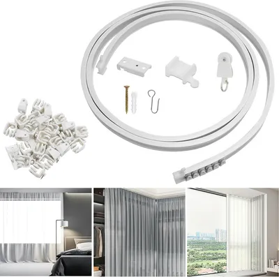 Produktbild von SWANEW 3m Flexible Vorhangschienen, Gebogene Vorhangschiene, Deckenhalterung mit Schienenvorhangsystem, Decken Fenster Schiene für Decken- oder Wandmontage, Raumteiler, Duschvorhang