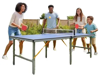 Immagine prodotto di Tavolo da ping-pong, modello pieghevole, con racchette e palline incluse, blu