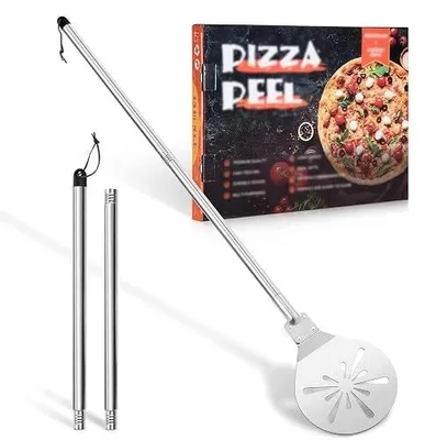 Zdjęcie produktu dla Łopatka do pizzy stalowa perforowana zdejmowany uchwyt 107 cm