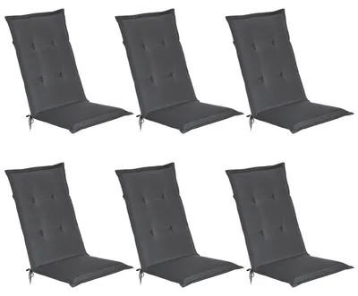 Immagine prodotto di Beautissu Set di 6 cuscini per sedie da giardino Loft HL grigio grafite, 120x50x6 cm