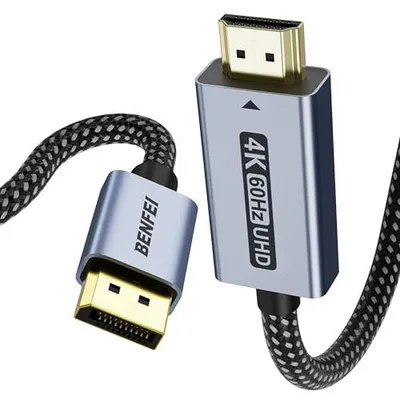 Produktbild von 4K@60Hz DisplayPort auf HDMI Kabel 1,8M [Geflochten, Alummhülse], Unidirektional DisplayPort-Computer zu HDMI-Monitor, DP 1.2 zu HDMI 1.4 kompatibel mit HP ThinkPad AMD NVIDIA Desktop