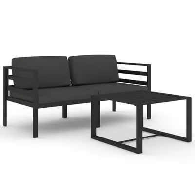 Produktbild von 3-tlg. Garten-Lounge-Set mit Kissen Aluminium Anthrazit