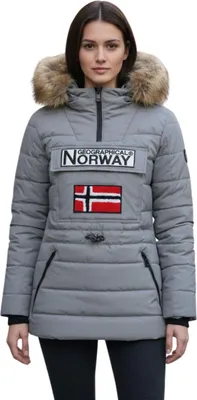Produktbild von Geographical Norway Damenjacke Belinda Winter lang grau mit Kapuze XL