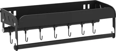 Produktbild von Kräuterregal, bohrfreier Küchenhalter, hängendes Kräuterregal mit Stangen und 8 Haken, Küchenwandregal für Kräuter, rostfreies wandmontiertes Kräuterregal, Schranktür für Badezimmer und