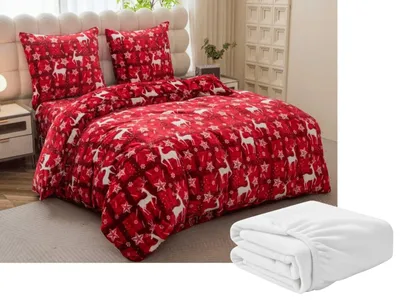 Zdjęcie produktu dla Pościel z mikroplusza VELVET CHRISTMAS czerwona 90x200