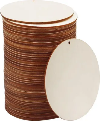 Produktbild von Famanu Holzscheiben Set - 50 runde, 10 cm, unbehandelt, 2,5 mm dick