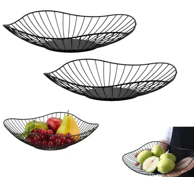 Obstschalen-Set 2er-Pack, offen, Metall, schwarz, 26,7 cm