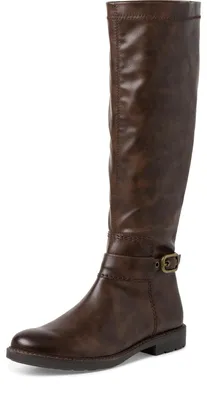 Image de Bottes hautes genoux pour femmes, plates, avec fermeture éclair, couleur marron (café), taille 36 EU