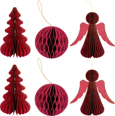 Produktbild von Weihnachtsdeko Wintermotive zum Aufhängen Rot 6er Set