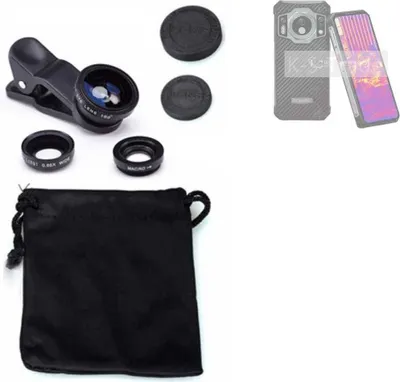 Produktbild von K-S-Trade Smartphone Kamera Linsen Set Kompatibel mit Oukitel WP21 Ultra 3in1 Clip-On Kamera Adapter Macro Weitwinkel FishEye Fischauge Objektiv Linse