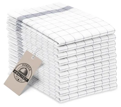 Productafbeelding van Theedoeken - 10 stuks - 100% katoen - 50 x 70 cm - Grijs-wit geruit