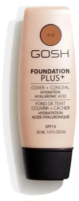 Produktbild von Gosh Foundation Plus+ Flüssige Grundierung & Concealer 2-in-1 010 Bräune SPF 15 30 ml *Tester