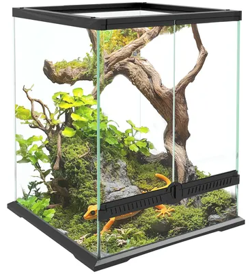 Produktbild von PawHut Terrarium für Reptilien 120L Reptil Fütterungsbox für Amphibien Schwarz