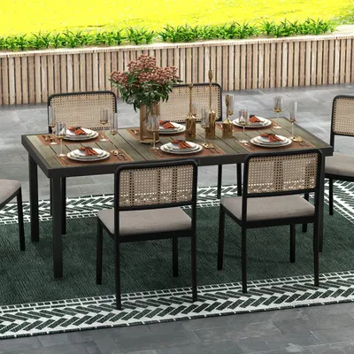 Produktbild von Sweiko Gartentisch für 8 Personen, Outdoor-Tisch, Loungetisch, wetterbeständig, 190 x 90 x 74 cm, Naturholz