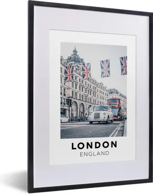Produktbild von MuchoWow® Gerahmtes Poster England - London - Flagge 30x40 cm - Poster mit Schwarzem Bilderrahmen Wandposter Rahmen Foto Bilder - Wandposter Schlafzimmer