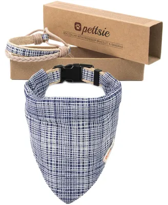 Hundehalsband mit Bandana, verstellbar L (45,7-66 cm), blau